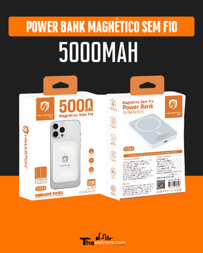 POWER BANK MAGNÉTICO SEM FIO 5000MAH