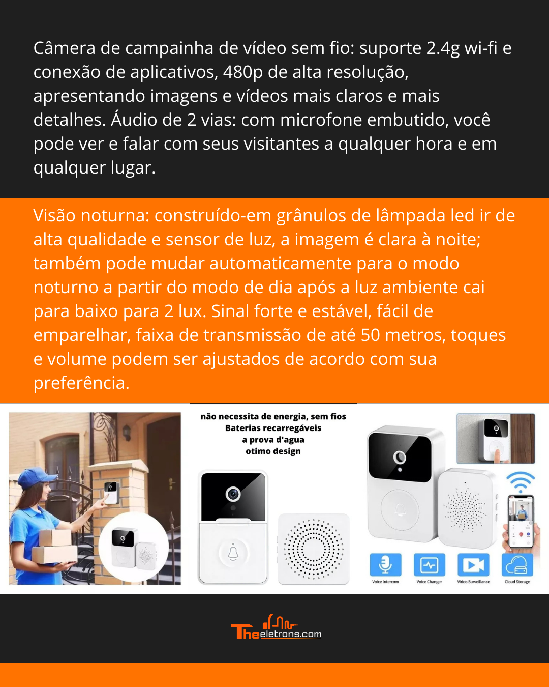 CAMPAINHA COM CAMERA DE VIDEO VISIVEL SEM FIO WIFI